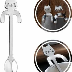 Top 10 🛒 Merkloos Theelepel Hangende Kat - Koffielepel - Cadeau – Katten – RVS - Zilverkleurig 🤩