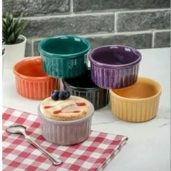 Uitgang 😉 Cooker - Set Van 6x Stuks - Crème Brulée Schaaltjes - Ramekin - Souffle Bakjes - Keramiek - Multikleur - Ovenschalen Bakvorm - 9,5x5 Cm 😍 -T-fal winkle 550x637 2