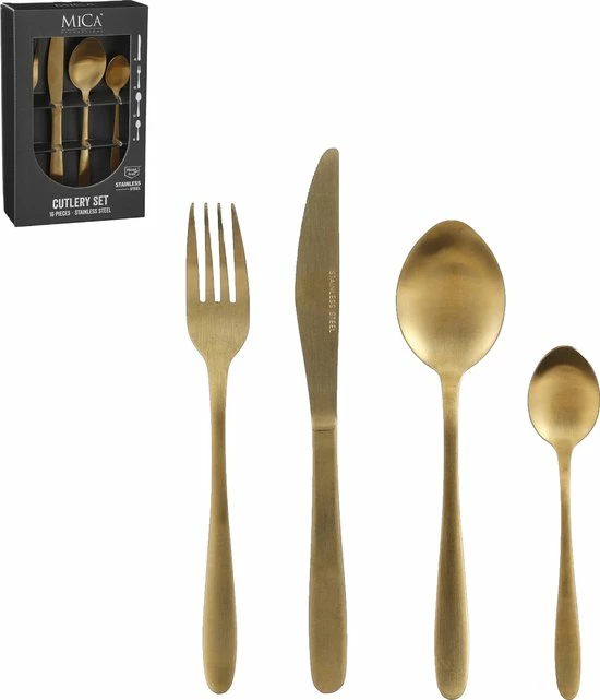 Kopen π― Mica Decorations Bestekset 4 Persoons - 16 Delig - Roestvrijstaal - Goud π₯° 1 Kopen π― Mica Decorations Bestekset 4 Persoons - 16 Delig - Roestvrijstaal - Goud π₯°