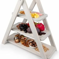 Korting 😀 Rustiq Rustîq Houten Etagere 3 Laags – Fruitschaal – Decoratieve Serveertoren – Etagere Rangement – Murale – Grey ✔️