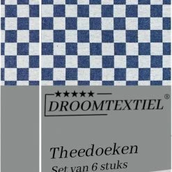 Aanbiedingen 👏 Droomtextiel Droomtexiel® Horeca Kwaliteit Katoenen Theedoeken Set - 6x Theedoeken - Blauw Wit + Gratis 6 Keukendoeken T.w.v €22,95 🔔 -T-fal winkle 550x710