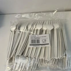 Begroting 😉 H-Pack CPLA Bio Snackvork Met Snijrand 13cm WIT 100 Stuks | 100% Composteerbaar. Voor Horeca Friet, Snack, Eten, Partyfeest ❤️