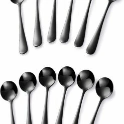 Goedkoopste 🧨 Alheco Set Van 12 Ronde Theelepels - 11.7cm - RVS - Koffielepels - Kleine Lepels Voor Koffie & Thee - Zwart 😉