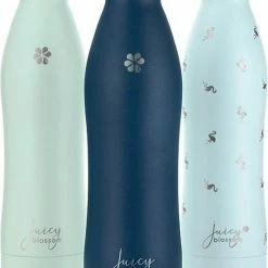 Beste deal 🧨 Juicy Blossom Drinkfles - 500ml - Stainless Steel Bottle - Roestvrij Staal - Waterfles - Drinkbus - Thermosfles (Nachtblauw) 🤩